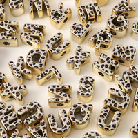 Perles à lettres à grand trou imprimé léopard, consommables pour la création de bijoux, breloques tendance, chaînes de téléphone portable, pendentifs de sac, accessoires vestimentaires