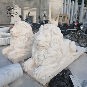 Hand Carved Western Style <strong>Life</strong> <strong>Size</strong> Garden Decoration White Marble <strong>Lion</strong> <strong>Statues</strong> for <strong>Sale</strong> - Product Image 6