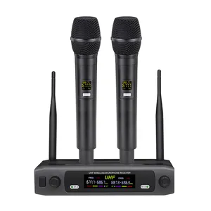 Preço profissional Uhf Dual Channel Handheld Longo Alcance Microfone Sem Fio para Cantar Festa