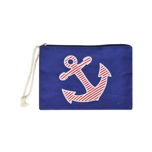 Pochette à maquillage bleue imperméable avec fermeture éclair, petite pochette à accessoires, pochette à maquillage en velours personnalisée BSCI, pochette à maquillage portable plate - Product Image 3