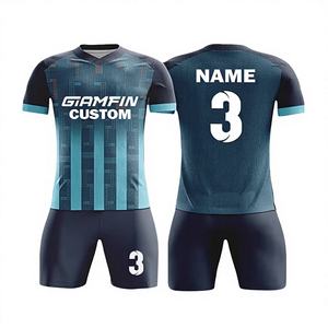 Uniformes de Fútbol con Logotipo y Números Personalizados, Unisex, Alta Calidad, 100% Poliéster, Ligeros, Transpirables, de Secado Rápido, Conjuntos para Equipos - Product Image 1