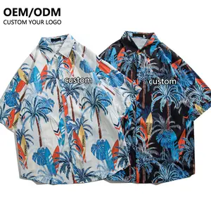 Factory supplier custom art rayon fashion hawaiian printing short sleeve floral shirt for men