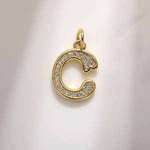 Jinyuan Punk Tarzı 18 Ayar Gerçek Altın Sanatsal Yazı Tipi Kolye Zirkon Harfli Kolye DIY Takı Bakır Aksesuarlar - Product Image 3