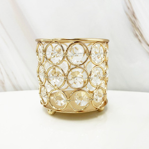 Portacandele in Cristallo per Tealight, Lanterne Decorative Oro e Argento, Vaso per Cosmetici, Portapenne per Decorazione da Tavolo - Product Image 2