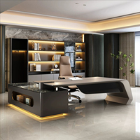 Escritorio Ejecutivo de Lujo de Alta Gama, Escritorio Presidencial Modular Moderno, Muebles de Oficina de Lujo de Fibra de Densidad Media