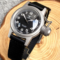 Tandorio uomini Vintage orologio meccanico 36mm giappone NH35 movimento arcuato zaffiro a cupola grande corona cassa sabbiata