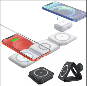 Cargador inalámbrico de carga rápida 3 en 1 de 15W, cargador plegable magnético portátil para <span class=keywords><strong>iPhone</strong></span> IWatch para <span class=keywords><strong>AirPods</strong></span> <span class=keywords><strong>con</strong></span> promoción QC2.0 - Product Image 2