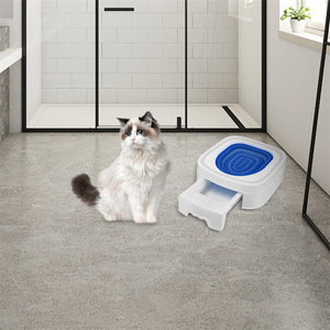 Self Training Cat Litter Box <b>Blue</b> Inner Tray PP <b>Material</b> Potty Training Aid For Cats - Product Image 1