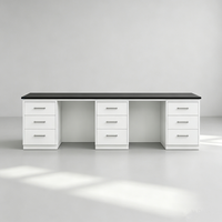 Banc de laboratoire de haute qualité tout en acier, résistant aux acides et aux alcalis, avec 3 tiroirs et armoire de base