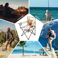 Chaise pliante de camping et de pêche avec porte-gobelet, siège portable en tissu Oxford pour loisirs et tabouret de camping