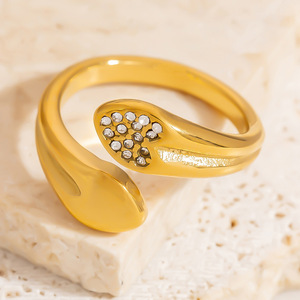 <b>Snake</b> Design Diamond <b>Ring</b> <b>Gold</b> Tone U Shape Women's Everyday Wear Jewelry - Product Image 3