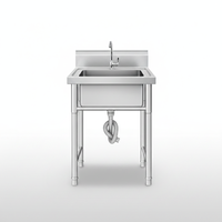 Évier simple en acier inoxydable 201/304 sur mesure pour cuisine commerciale, restaurant, école, café, extérieur