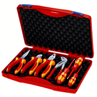 Boîte à outils pour ensemble électroportatif 7 pièces rouge avec insert en mousse pour réparation électrique Modèle 00 21 15