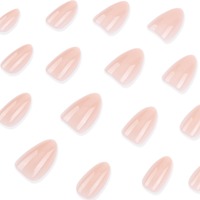 Kuku Palsu Jelly Nude Panjang Bentuk Almond, Mengkilap, Pink Transparan, Dapat Digunakan Kembali, Tip Kuku Tempel untuk Wanita, Tip Kuku Alami Bersih, Set 4425