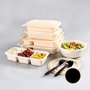 l&#39;environnement amical wrapper Suppliers-Emballages biodégradables pour aliments, 100 pièces, emballage à emporter, boîte à Lunch jetable