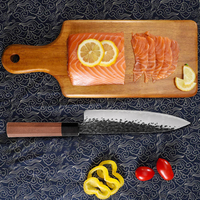 Couteau de cuisine professionnel de qualité supérieure, manche en bois, 8 pouces, acier inoxydable japonais 5Cr15mov à 3 couches, écologique, ambidextre