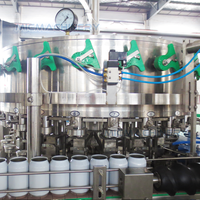 Machine de remplissage et de sertissage par gravité avec précision de ±1 %, purge à l'azote, système d'automatisation personnalisable pour l'embouteillage de boissons énergisantes et de jus