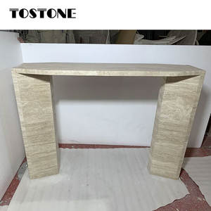 Tostone <span class=keywords><strong>Table</strong></span> <span class=keywords><strong>console</strong></span> moderne en travertin beige naturel de dinde pour hall d'entrée, meubles de hall d'hôtel de l'usine directe - Product Image 3