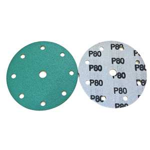 100 unidades de discos abrasivos de película de circonio verde de 6 pulgadas (150 mm) con 9 agujeros para pulido, papel de <span class=keywords><strong>lija</strong></span> al por mayor P240 verde para desbaste - Product Image 4