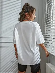 Kaus wanita guangzhou grosir kaus putih kualitas tinggi pakaian wanita ukuran besar