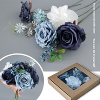 Kotak Hadiah Bunga Mawar Biru Debu Buatan untuk Pernikahan, Hari Valentine & Ulang Tahun - Buket Dekorasi Rumah Grosir