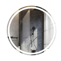 Salle de bains moderne et intelligente de style moderne Taille R avec miroir à DEL rond et léger