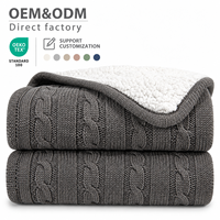 Couverture en sherpa tricotée de qualité supérieure, douce et réversible, couverture en tricot chaude et confortable pour la décoration de la maison