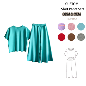 Vêtements pour enfants personnalisés, haut de chemise surdimensionné et large côtelé, pantalon élastique et ample, ensembles de costumes de jeu confortables pour garçons et filles - Product Image 1