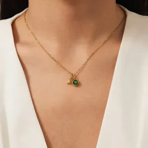 EManco Collier Astrologique Tendance Signe du Zodiaque Pierre de <span class=keywords><strong>Naissance</strong></span> Acier Inoxydable Couleur Or Quotidien Fête Rendez-vous Anniversaire Cadeau Dropshipping - Product Image 5