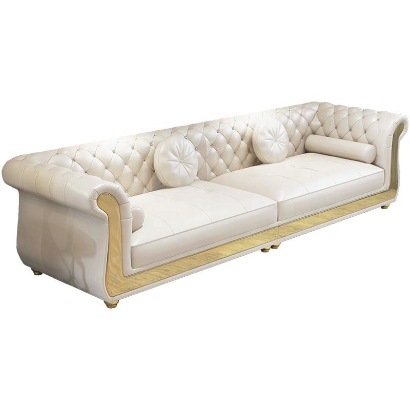 Superior Quality High Grade Genuine Leather Modern Sofa Fabrics Furniture For Living Room Set Sf004 