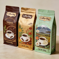 Sachet refermable à huit soudures imprimé sur mesure avec motif africain pour café, avec fermeture éclair, pour 500g, 200g, 250g, 1kg