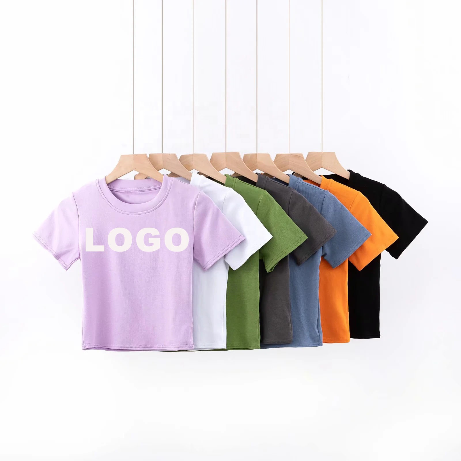 Wholesale Custom Summer New Slim-fit Small Round Neck Exposed Umbilical Short clear Solid Color Bottom Shirt Women's T-shirt