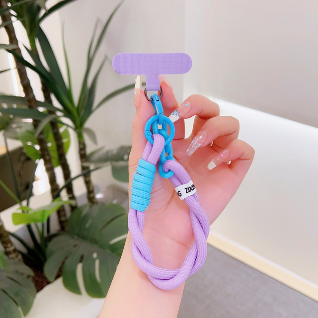 Customizable Label Universal Cell Phone Charm Rope Short Lanyard with Tether Tab Multi Color Phone Case Key Chain Wrist Strap