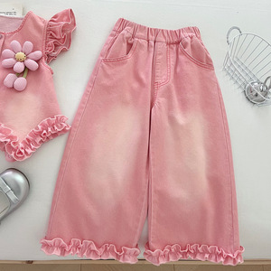 2025 New Fall Teenager Girl <strong>3</strong> Pcs <strong>Long</strong> <strong>Sleeved</strong> Clothes Set Sweet Girl Beige Shirt + Pink Denim <strong>Vest</strong> and Pants Garment - Product Image 5