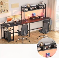 Bureau de jeu en métal en forme de L, neuf, vente en gros d'usine, avec prise de courant et bande lumineuse LED