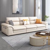 Luxuriöses Modernes Wohnzimmer Heim Möbel Weißer Relaxsessel L-Form Sofa Ecksofa 3-Sitzer Lounge Leder Sofagarnitur