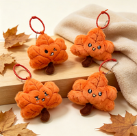 Porte-clés en peluche feuille d'érable douce, motif dessin animé mignon, tendance automne, pour sac à dos et sac à main