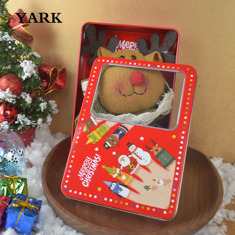 फैक्टरी थोक क्रिसमस उपहार कैंडी कुकी tins खिड़की क्रिसमस के लिए टिन बॉक्स पैकेज