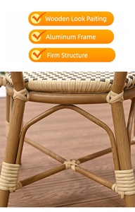 Ensemble de chaises et canapé empilables en aluminium imperméable au design français moderne avec table de salle <span class=keywords><strong>à</strong></span> manger de <span class=keywords><strong>jardin</strong></span> - Durable, portable, pour hôtel et restaurant - Product Image 5