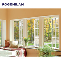 Ventanas de Aluminio Rogenilan con Mosquitera, Ventana de Vidrio de Aleación de Aluminio con Puente Térmico Roto, Ventana Abatible de Aluminio para Casa