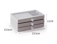 Boîte organisateur de bijoux en acrylique à 3 tiroirs, boîte de rangement cosmétique avec compartiments divisés pour bagues et boucles d'oreilles