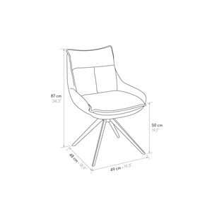 Ensemble de 2 chaises Biagio en tissu noir avec base en métal, chaises de salle à manger d'intérieur - Product Image 4