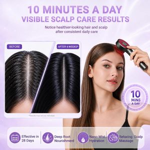 Applicateur d'huile capillaire, peigne de massage du cuir chevelu EMS, dispositif de soin des cheveux à nano-brume avec lumière LED - Product Image 4