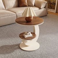 Ensemble de tables basses ovales avec plateau en pierre frittée, tiroir cannelé, base en C et table d'appoint ronde à 2 niveaux, meubles d'appoint pour salon