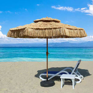 Grand <span class=keywords><strong>parasol</strong></span> hawaïen coupe-vent en bois coloré poteau en acier Tiki chaume plage extérieur balcon parapluie - Product Image 5