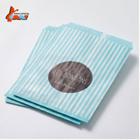 Sac en papier plat à rayures bleues imprimé sur mesure, qualité alimentaire, pour boulangerie, pain, bonbons, avec logo