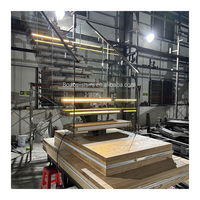 Escaleras rectas de plataforma grande con escalones de madera maciza de haz mono de fábrica Foshan con barandilla de vidrio para escaleras