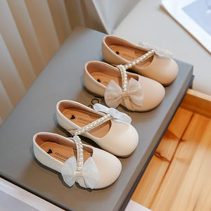 <span class=keywords><strong>Scarpe</strong></span> da Ballerina Principessa in PU Bianco con Perle per Ragazze 2025, Suola Morbida Illuminata, Slip-On per Primavera Autunno Inverno, Soletta in Gomma - Product Image 1