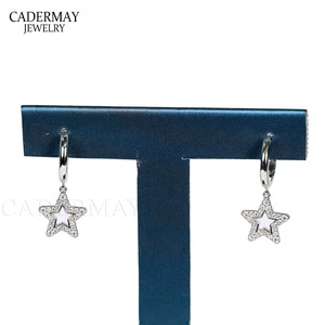 Cadermay S925 Silver Star Moissanite Pendant Earrings D Color Sparkling Everyday Wear - Product Image 3