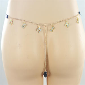 Cadena de cintura chapada en oro de 18K para mujer, estrás de cristal con personalidad, 12 signos del zodiaco, Tanga, bragas, joyería de lujo para el cuerpo - Product Image 4